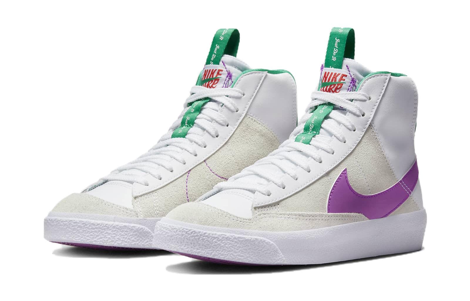 Кроссовки Nike Blazer Slip-Resistant Abrasion-Resistant MID Скейтборд Обувь Белый Фиолетовый Унисекс - изображение 3