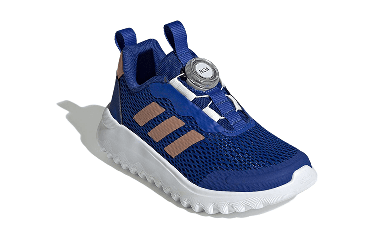 Кроссовки Adidas ActiveFlex BOA 3,0 Ткань Устойчивая к истиранию Амортизация Отскок Низкие Детские Беговые Кроссовки Синий Золото - изображение 3