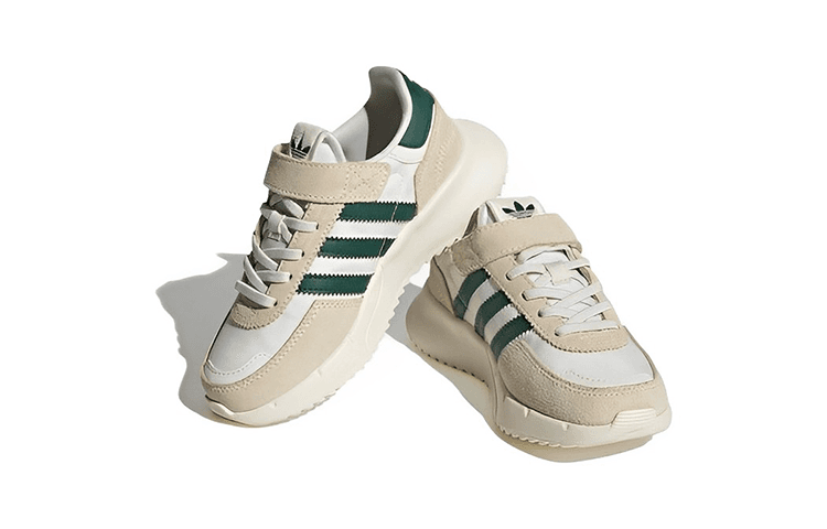 Кроссовки Adidas Originals Retropy F2 противоскользящие низкие детские повседневные туфли бежево-белого и зеленого цвета - изображение 3