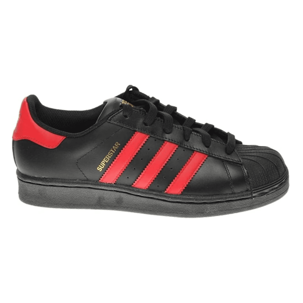 Кроссовки Adidas Originals Superstar J Устойчивая к истиранию низкая детская обувь для скейтбординга черного и красного цвета - изображение 2