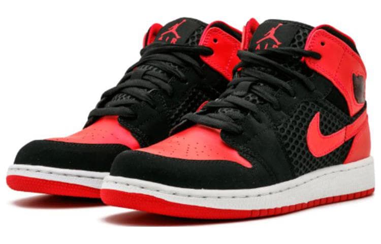 Кроссовки для баскетбола Jordan Air Jordan 1 Phat Black Siren Red PU GS - изображение 3