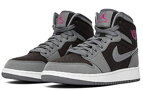 Кроссовки для баскетбола Jordan Air Jordan 1 Retro High Cool Grey Vivid Pink GS - изображение 5