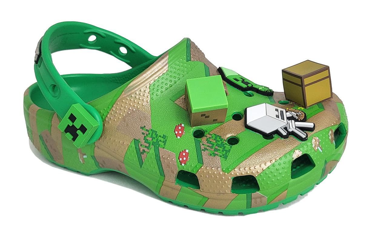 Сандалии Crocs X Minecraft Classic сандалии для детей противоскользящие устойчивые к истиранию многоцветные зеленые - изображение 3