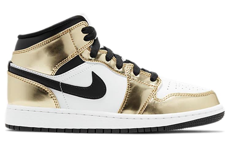 Кроссовки для баскетбола Jordan Air Jordan 1 Mid Metallic Gold GS - изображение 4