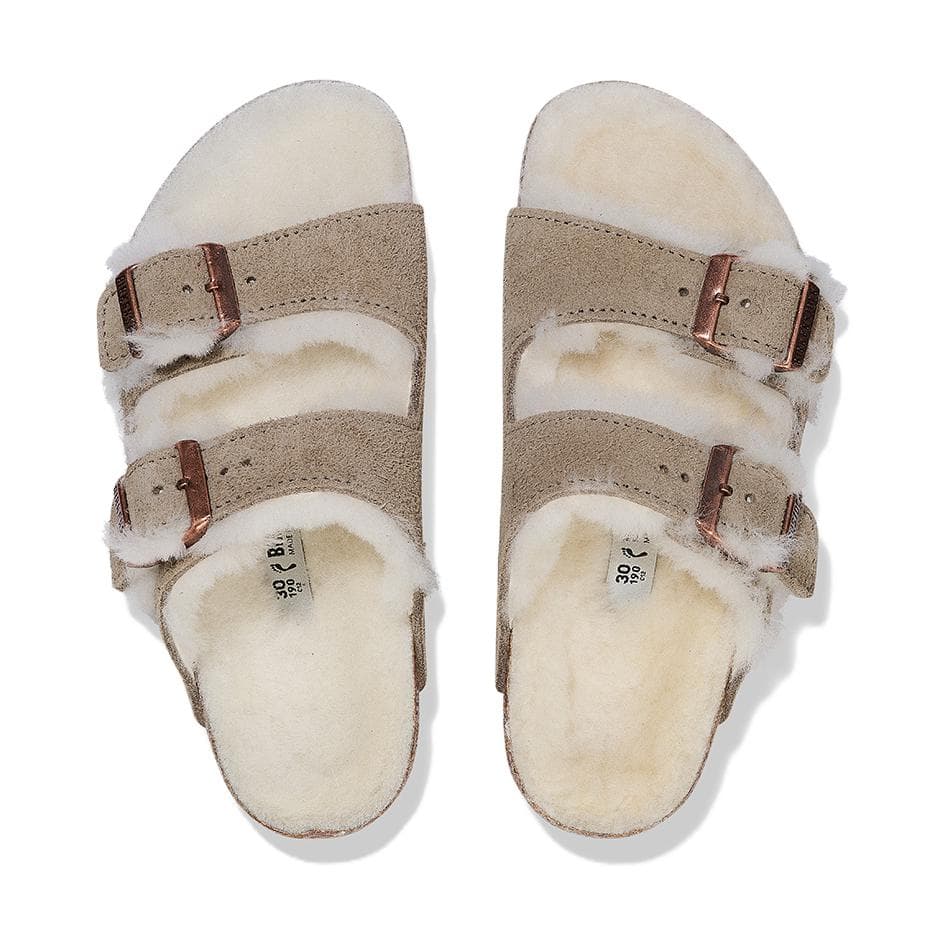 Birkenstock Arizona Shearling ЭВА противоскользящие домашние тапочки для детей узкий дизайн песочный цвет для дома - изображение 3