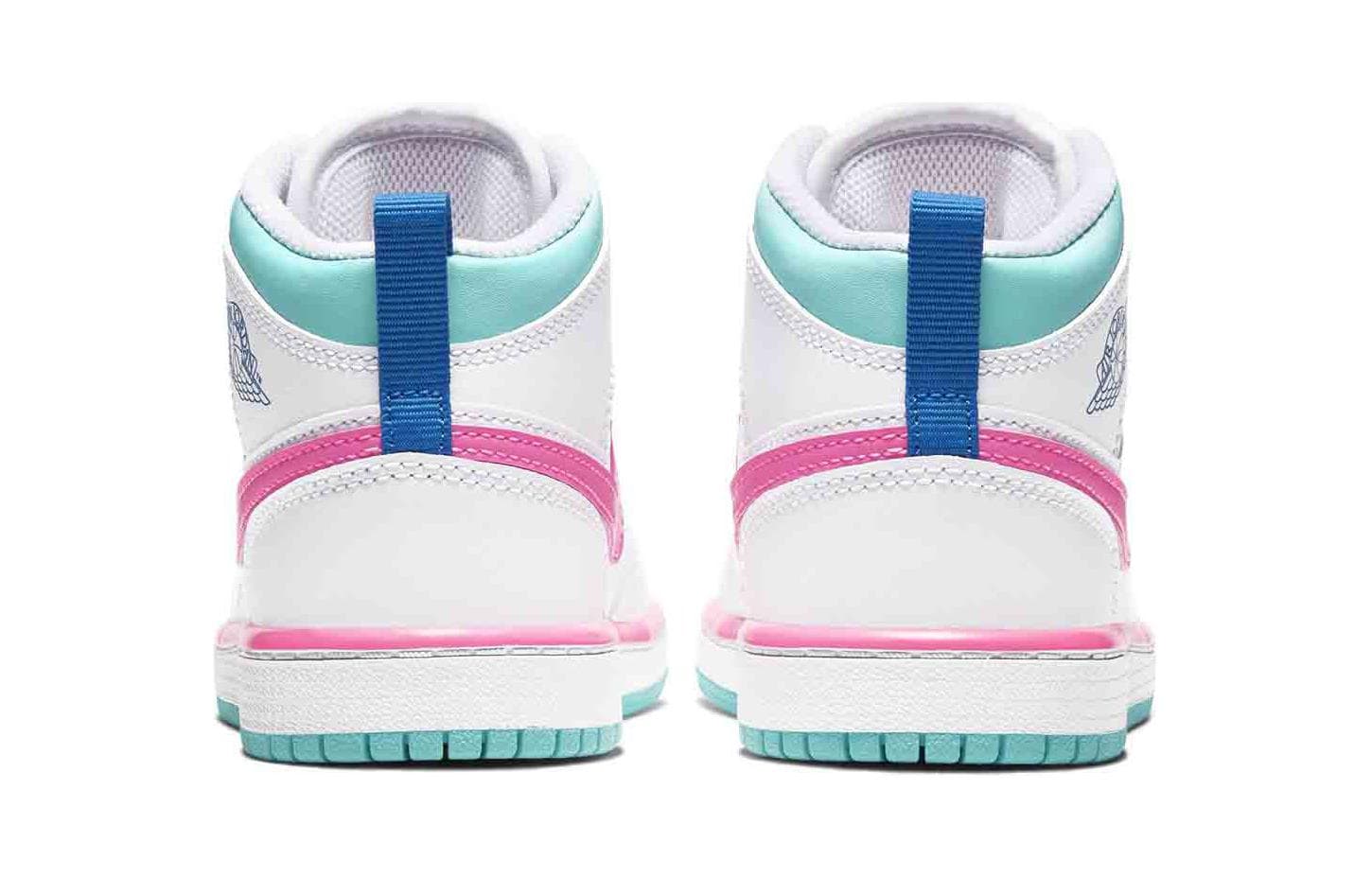 Кроссовки для баскетбола Jordan Air Jordan 1 Mid White Pink Green Soar - изображение 6