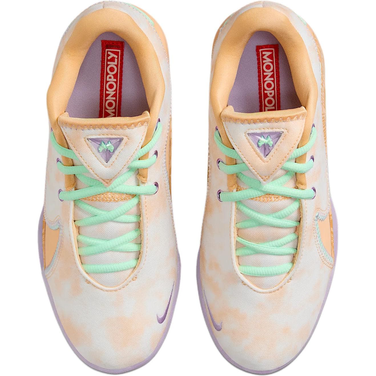 Кроссовки для баскетбола Nike X Монополия LeBron 22 Противоскользящие Низкие Детские Баскетбольные Кроссовки Сливочный Оранжевый Детский - изображение 4