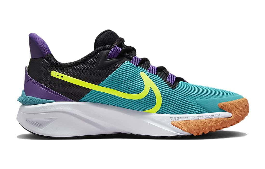 Кроссовки Nike Star Runner 4 SE Амортизация Устойчивость к истиранию Низкие Беговые кроссовки Зеленый Фиолетовый Унисекс - изображение 2