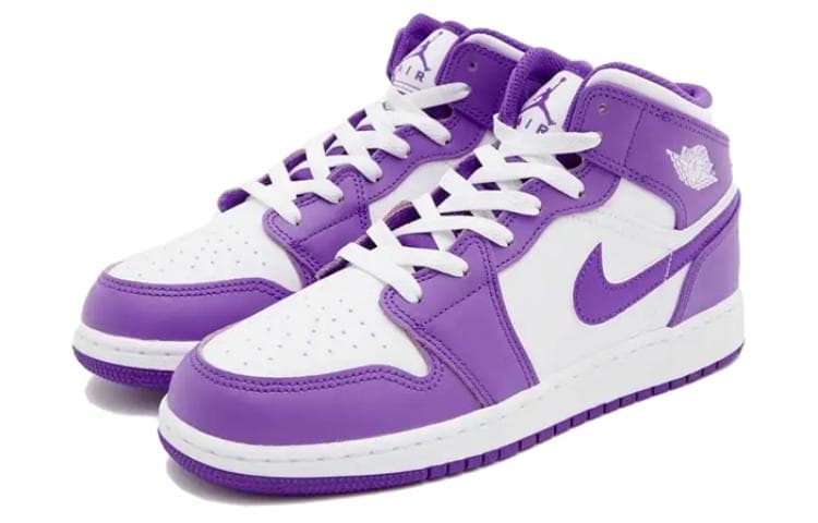 Кроссовки для баскетбола Jordan Air Jordan 1 Mid "White Purple" GS - изображение 3