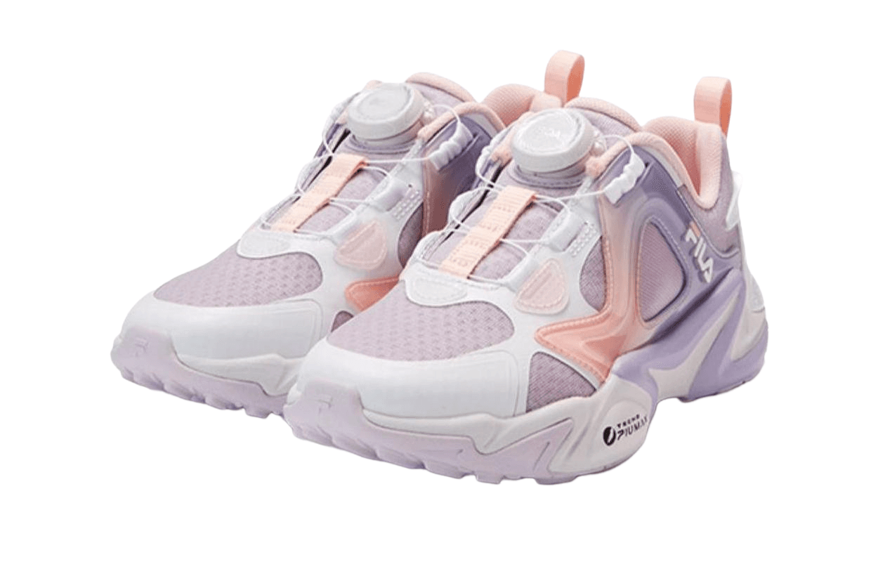 Кроссовки FILA KIDS Противоскользящие Износостойкие Низкие Кеды Детская Повседневная Обувь Белый Розовый Фиолетовый Подростковая - изображение 3
