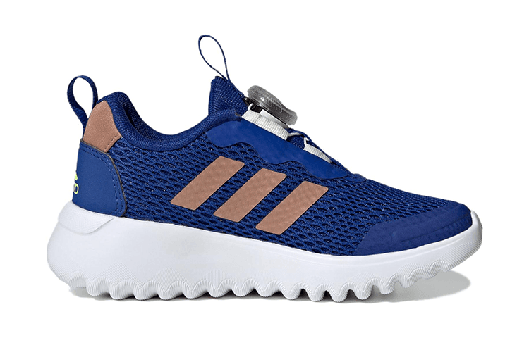 Кроссовки Adidas ActiveFlex BOA 3,0 Ткань Устойчивая к истиранию Амортизация Отскок Низкие Детские Беговые Кроссовки Синий Золото - изображение 2