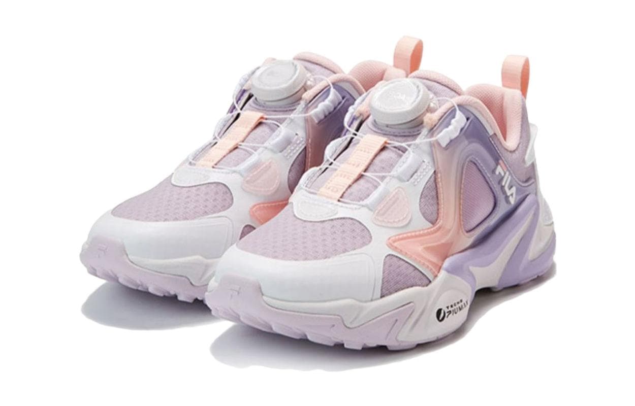 Кроссовки FILA KIDS Противоскользящие Износостойкие Низкие Кеды Детская Повседневная Обувь Белый Розовый Фиолетовый Подростковая - изображение 4