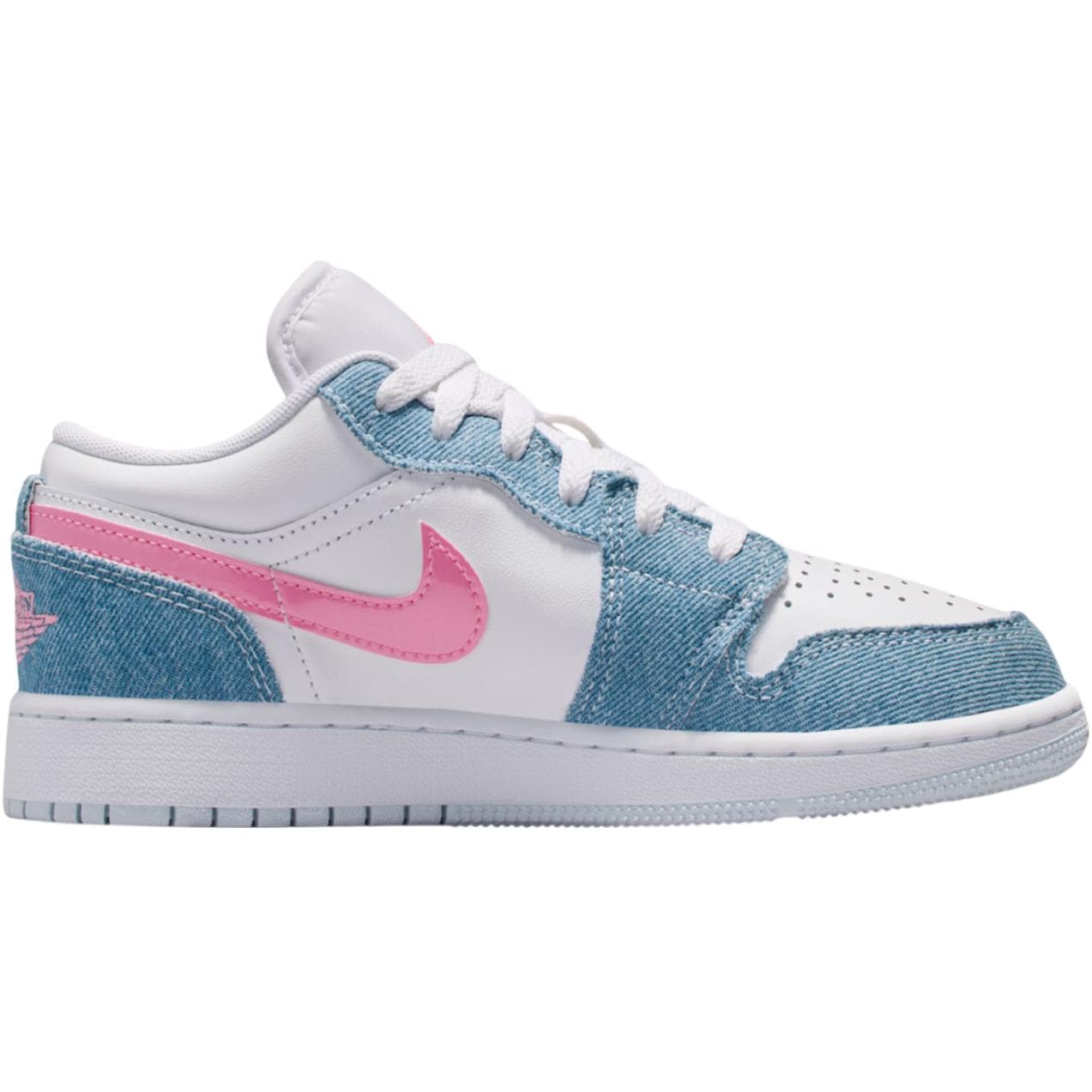 Кроссовки для баскетбола Jordan Air Jordan 1 Деним Low Топ Баскетбольные кроссовки Белый и синий цвет Унисекс - изображение 2