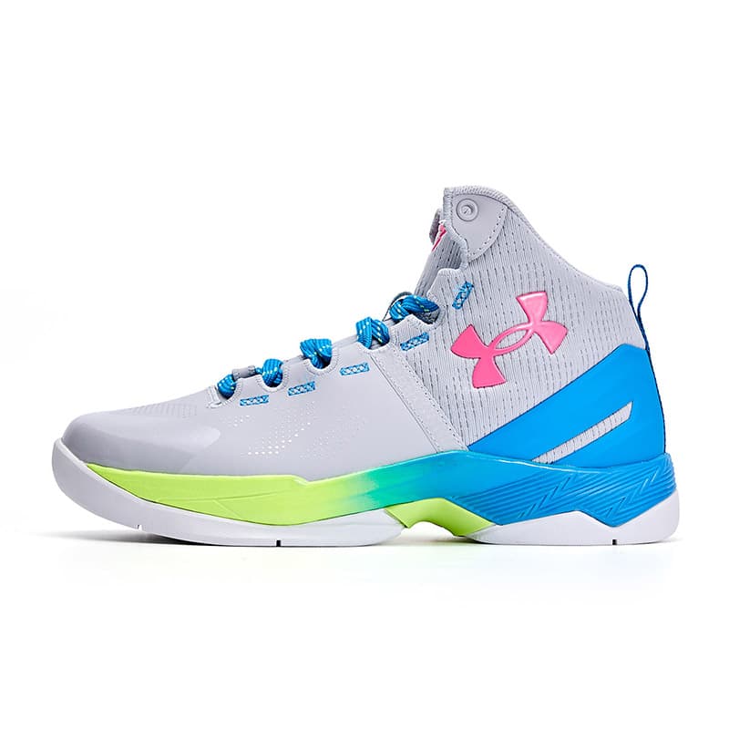 Кроссовки для баскетбола Under Armour Curry 2 Ткань Высокие Детские Баскетбольные Кроссовки Серые Унисекс - изображение 1