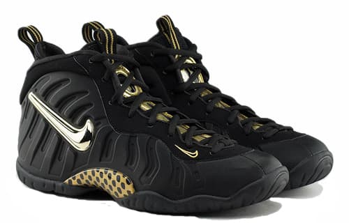 Кроссовки для баскетбола Nike Foamposite Pro Black Metallic Gold GS - изображение 3