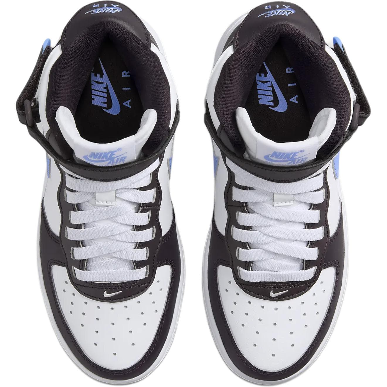 Кроссовки Nike Air Force 1 MID Топ Детская Обувь для Скейтбординга Черная Белая и Синяя Детская - изображение 4
