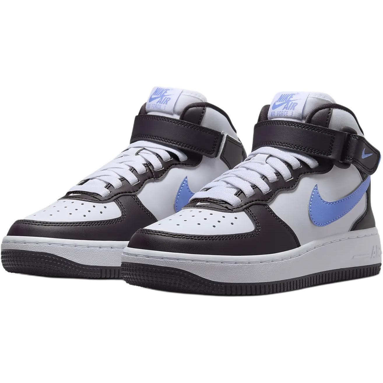 Кроссовки Nike Air Force 1 MID Топ Детская Обувь для Скейтбординга Черная Белая и Синяя Детская - изображение 3