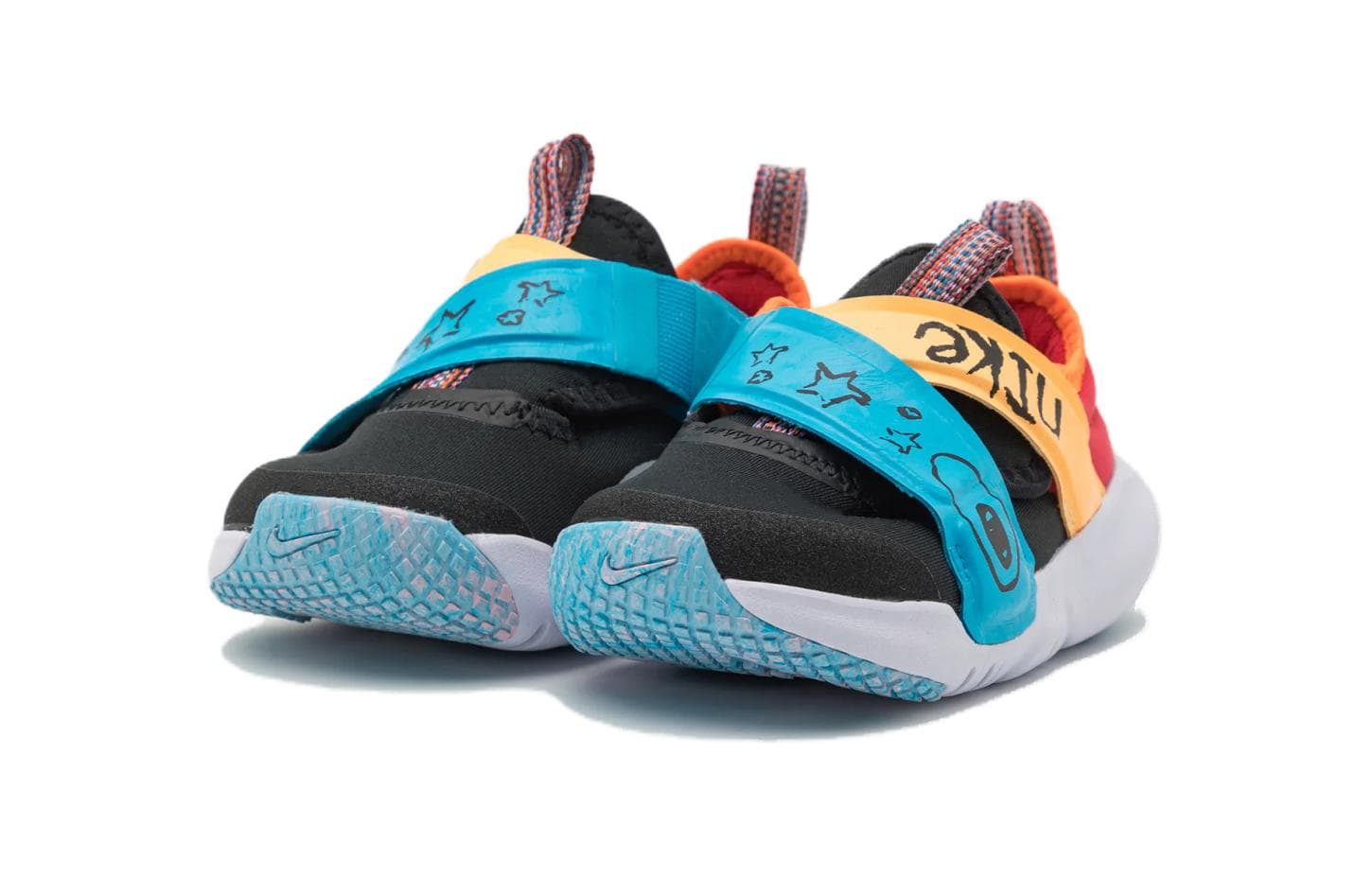 Кроссовки NIKE Flex Advance SE TD Удобная Устойчивая к истиранию Низкая Обувь для малышей Черный Белый Оранжевый - изображение 2