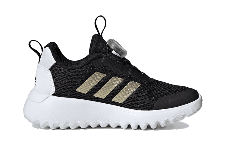 Кроссовки Adidas ActiveFlex BOA 3,0 BOA Ткань Удобный Противоскользящий Низкий Верх Детская Беговая Обувь Черный Золото Детская - изображение 2