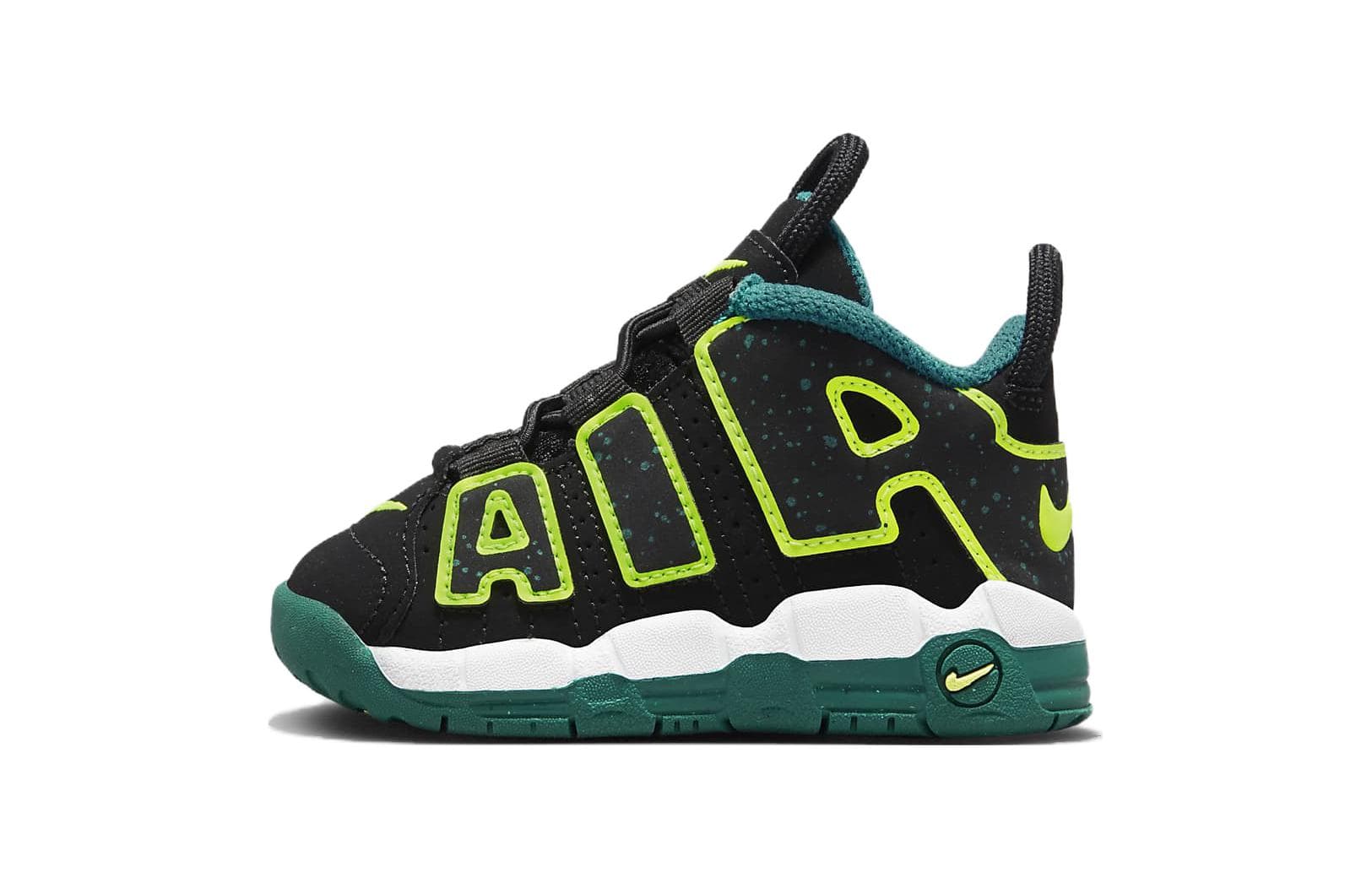 Кроссовки Nike Air More Uptempo TD Anti KICK и Дышащий MID Обувь для малышей Черный Зеленый Infant и Toddler - изображение 1