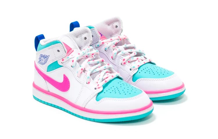 Кроссовки для баскетбола Jordan Air Jordan 1 Mid White Pink Green Soar - изображение 5