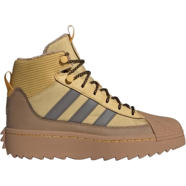 Adidas Originals Superstar Устойчивый к истиранию Термический Высокий Верх Детская Туристическая Обувь Коричневый Желтый - изображение 2