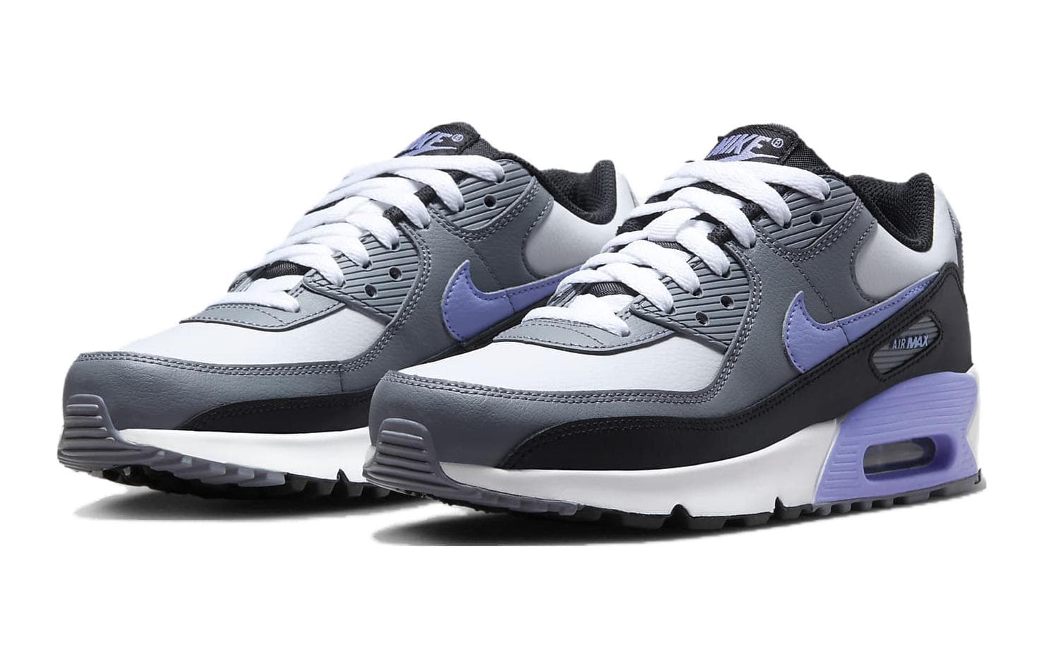 Кроссовки Nike Air MAX 90 Ltr Устойчивый к истиранию MID Повседневная обувь Белый Черный Фиолетовый Унисекс - изображение 3