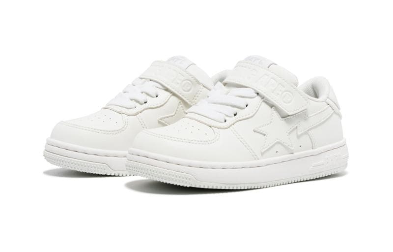 Кроссовки A BATHING APE STA ПУ (полиуретан) Низкий Топ Детская Скейтбординг Обувь Белая Детская для Возраста 3-7 Лет - изображение 3
