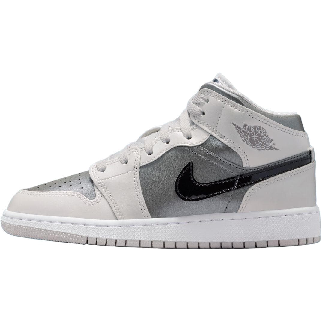 Кроссовки для баскетбола Jordan Air Jordan 1 MID Топ Детские Баскетбольные Кроссовки Белый Серый Малыш - изображение 1