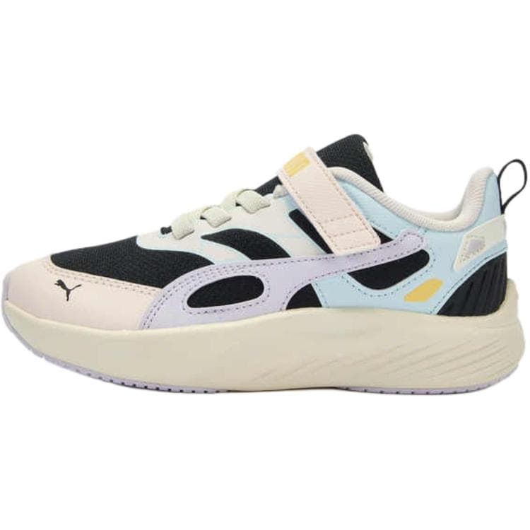 Кроссовки PUMA Pounce Lite противоскользящие низкие детские повседневные туфли бежево-черного цвета - изображение 1