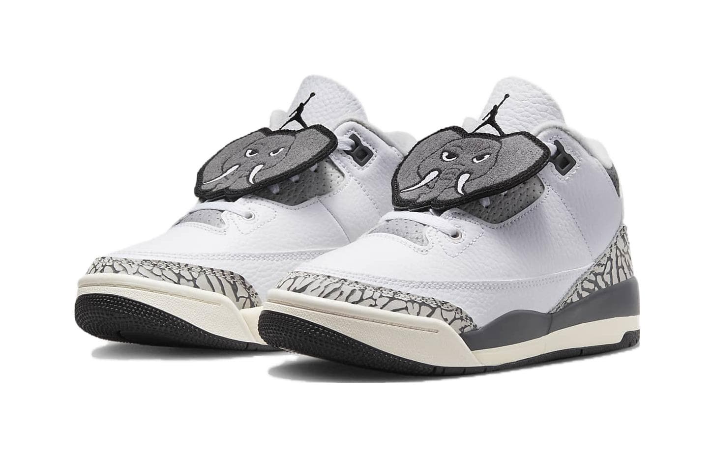 Кроссовки для баскетбола Jordan Air Jordan 3 Retro BP Противоскользящие Амортизация MID Детские Баскетбольные Кроссовки Белый Серый Малыш - изображение 3