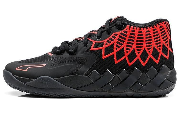 Кроссовки для баскетбола PUMA MB.01 LaMelo Ball 1 Комфортные Низкие Баскетбольные Кроссовки для Детей Черные Красные Детские - изображение 1