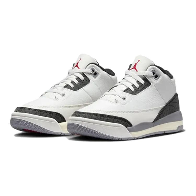 Кроссовки для баскетбола Jordan Air Джордан 3 Устойчивые к истиранию MID Топ Детские Баскетбольные Кроссовки Белый Серый Малыш - изображение 2