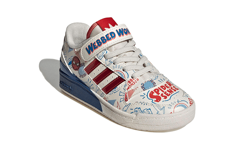 Кроссовки Adidas Originals FORUM Кожа Низкий Верх Детская Скейтбординг Обувь Белый Красный Синий Детская Возраст 3-7 Лет - изображение 2