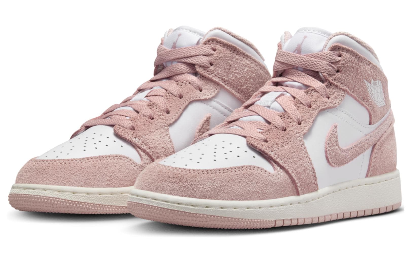 Кроссовки Jordan Air Jordan 1 Кожа MID Скейтборд Обувь Бело-розовая Унисекс - изображение 3