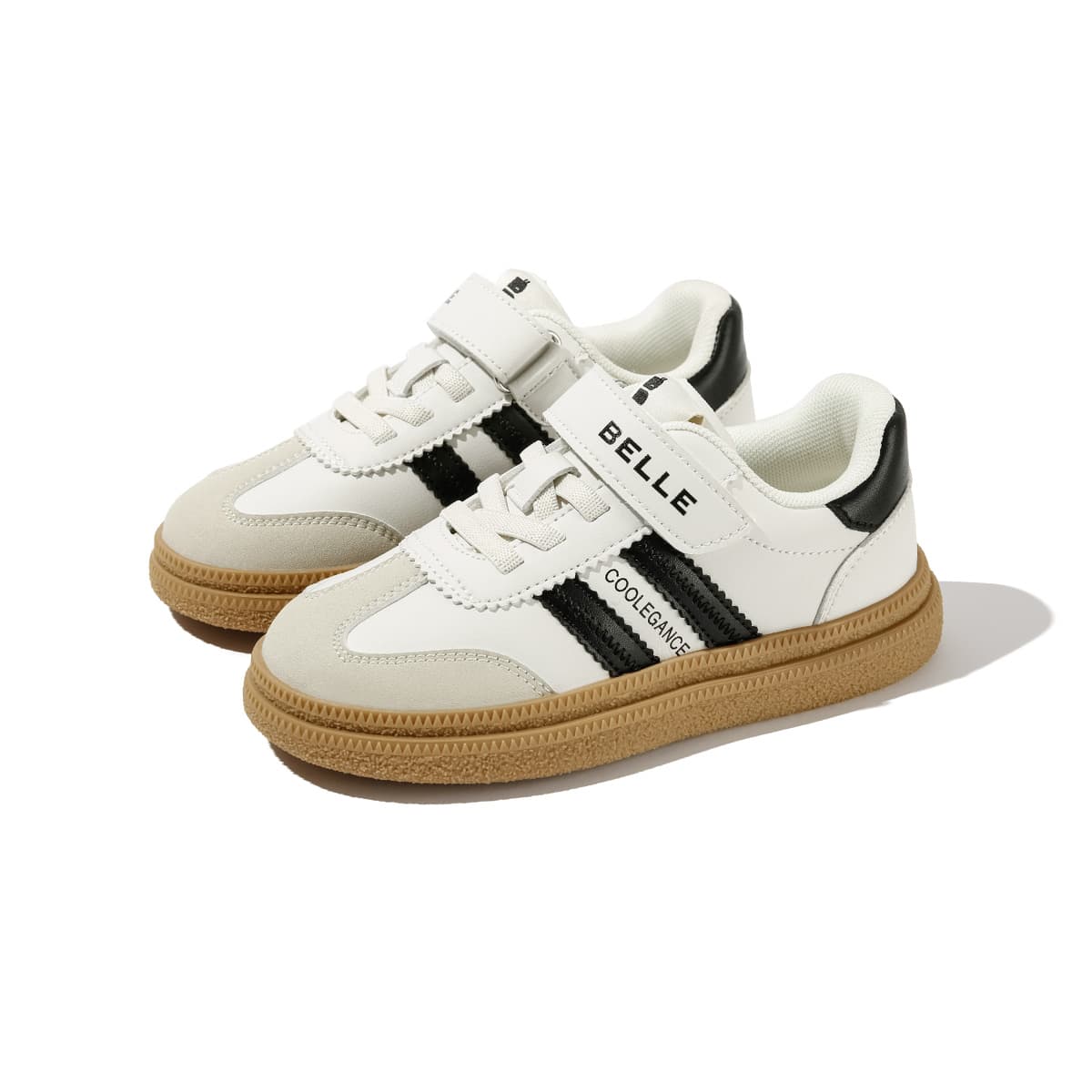 Кроссовки Белль Синтетическая кожа Low Топ Kids Lifestyle Shoes Бежево-черный Детский - изображение 3