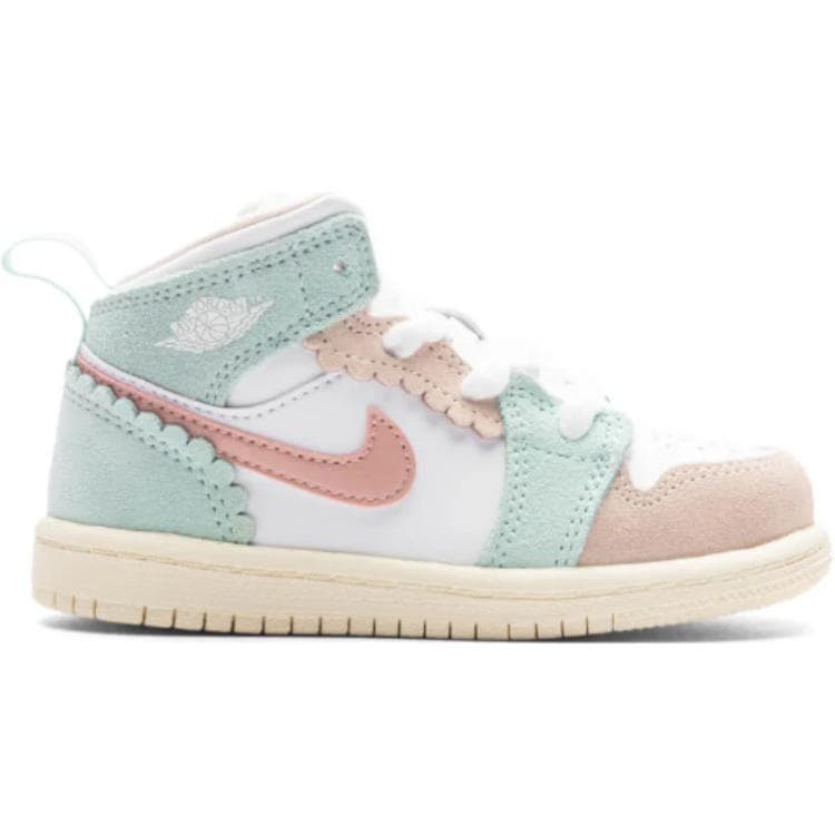 Кроссовки для баскетбола Jordan Air Jordan 1 Устойчивые к истиранию Высокие детские баскетбольные кроссовки Розовый Зеленый - изображение 2