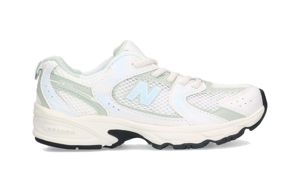 Кроссовки New Balance NB 530 Устойчивые к истиранию низкие детские беговые кроссовки Белый Зеленый Малыш - изображение 2