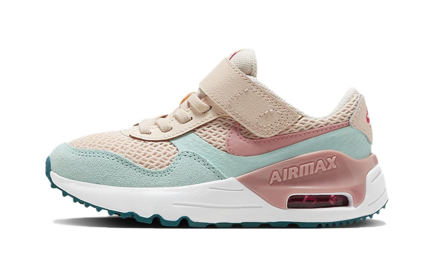Кроссовки Nike Air Max SYSTM Аbrasion Resistant Низкие Кеды для Детей Lifestyle Розовые Зеленые для Возраста 3-7 Лет - изображение 1