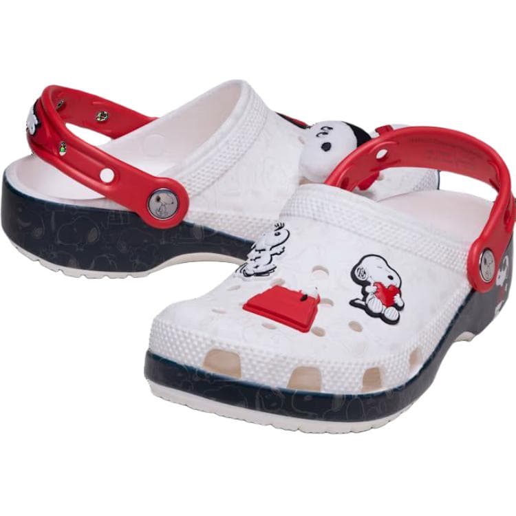 Сандалии Crocs Classic сандалии низкие с клином для детей белые и красные - изображение 4