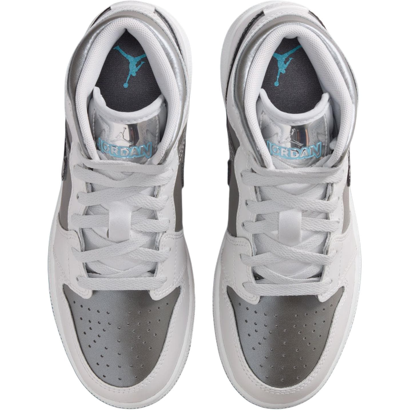 Кроссовки для баскетбола Jordan Air Jordan 1 MID Топ Детские Баскетбольные Кроссовки Белый Серый Малыш - изображение 4