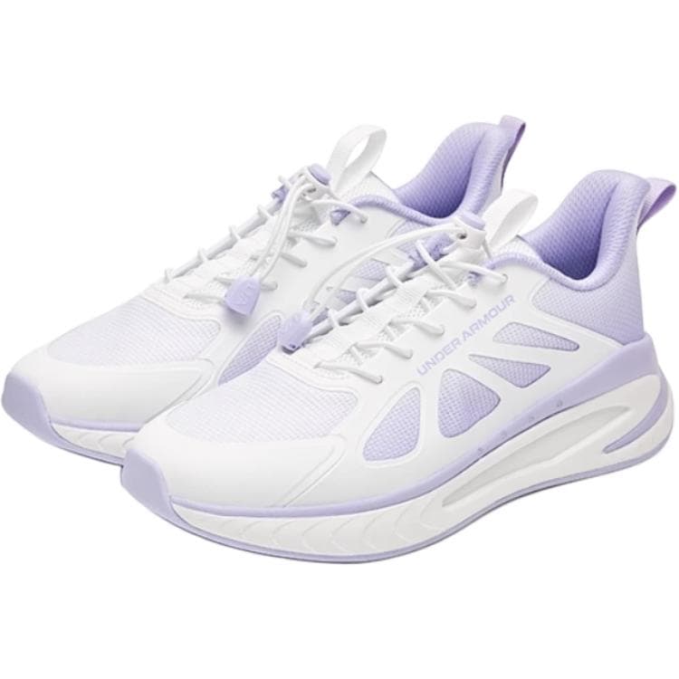 Кроссовки Under Armour Running Collection Сетчатая ткань Низкий топ Детские беговые кроссовки Белый Фиолетовый Детский - изображение 3