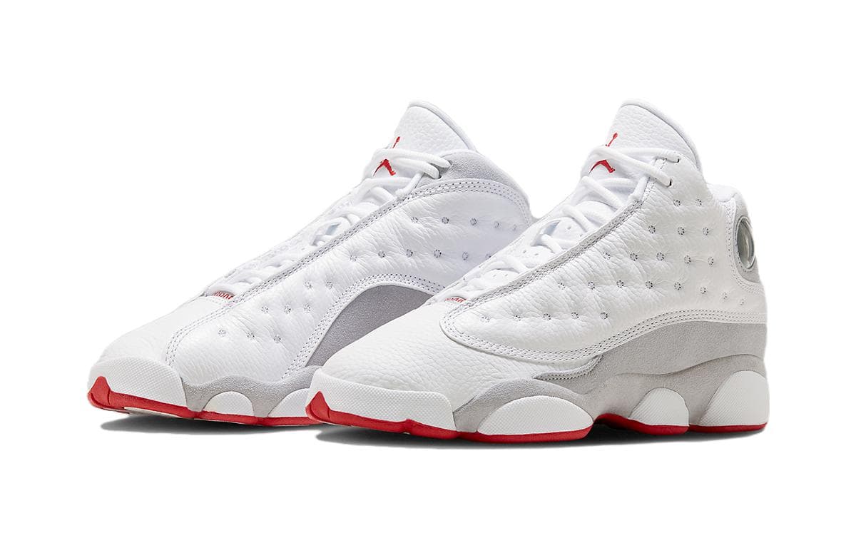 Кроссовки для баскетбола Jordan Air Jordan 13 Противоскользящие Анти-КИК Амортизация MID Баскетбольные кроссовки Белый Серый Красный Унисекс - изображение 2