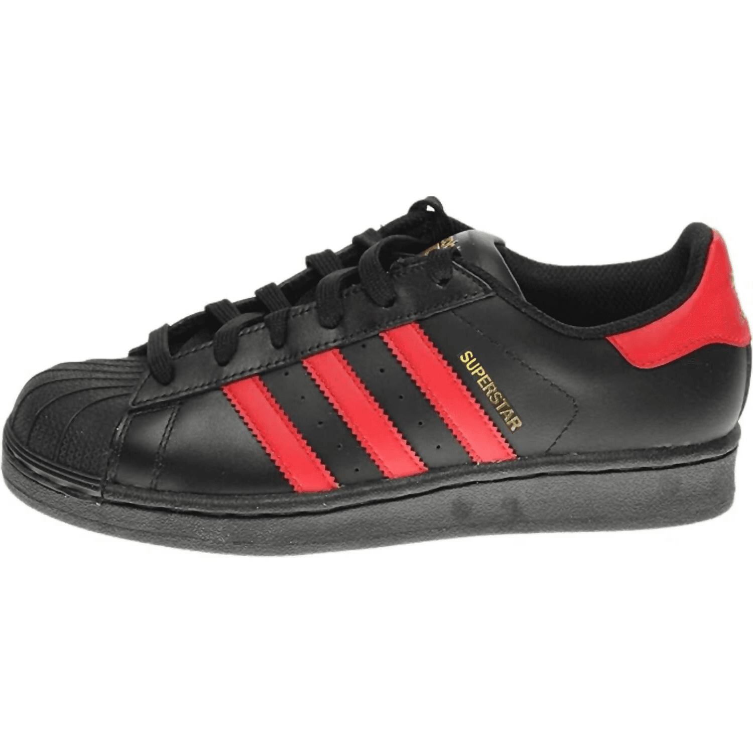 Кроссовки Adidas Originals Superstar J Устойчивая к истиранию низкая детская обувь для скейтбординга черного и красного цвета - изображение 1