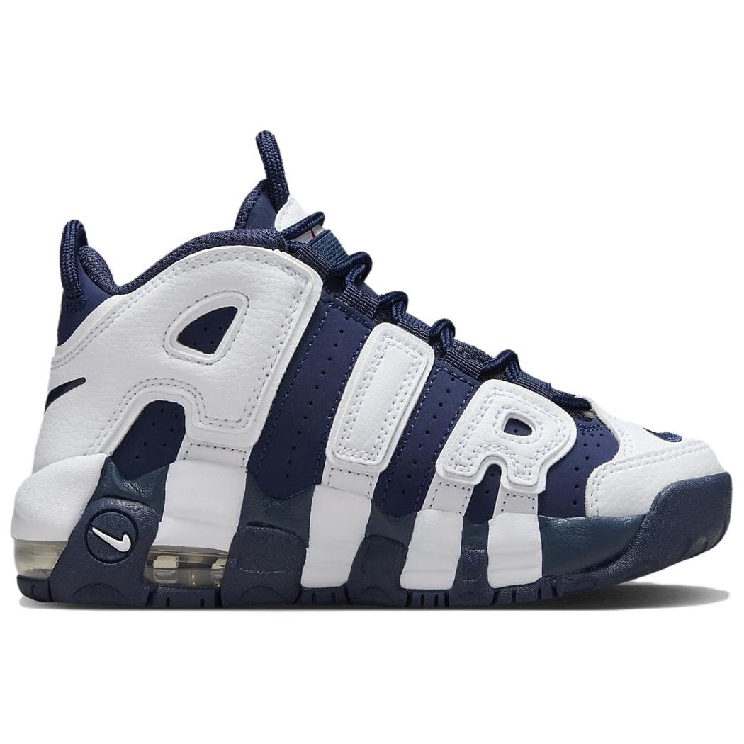 Кроссовки для баскетбола Nike Air More Uptempo Кожа Противоскользящие Детские Баскетбольные Кроссовки Белый Синий Малыш - изображение 2