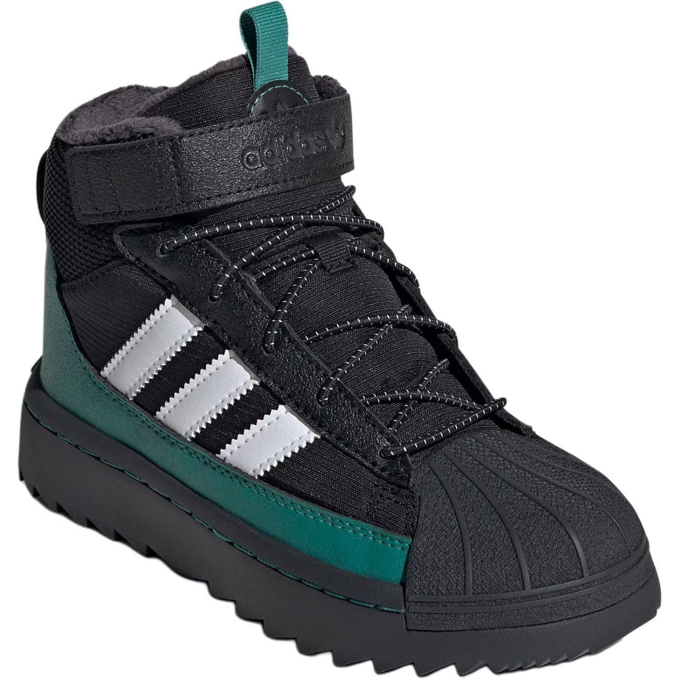 Adidas Originals Superstar Устойчивая к истиранию высокая детская обувь для активного отдыха Черная Детская - изображение 3