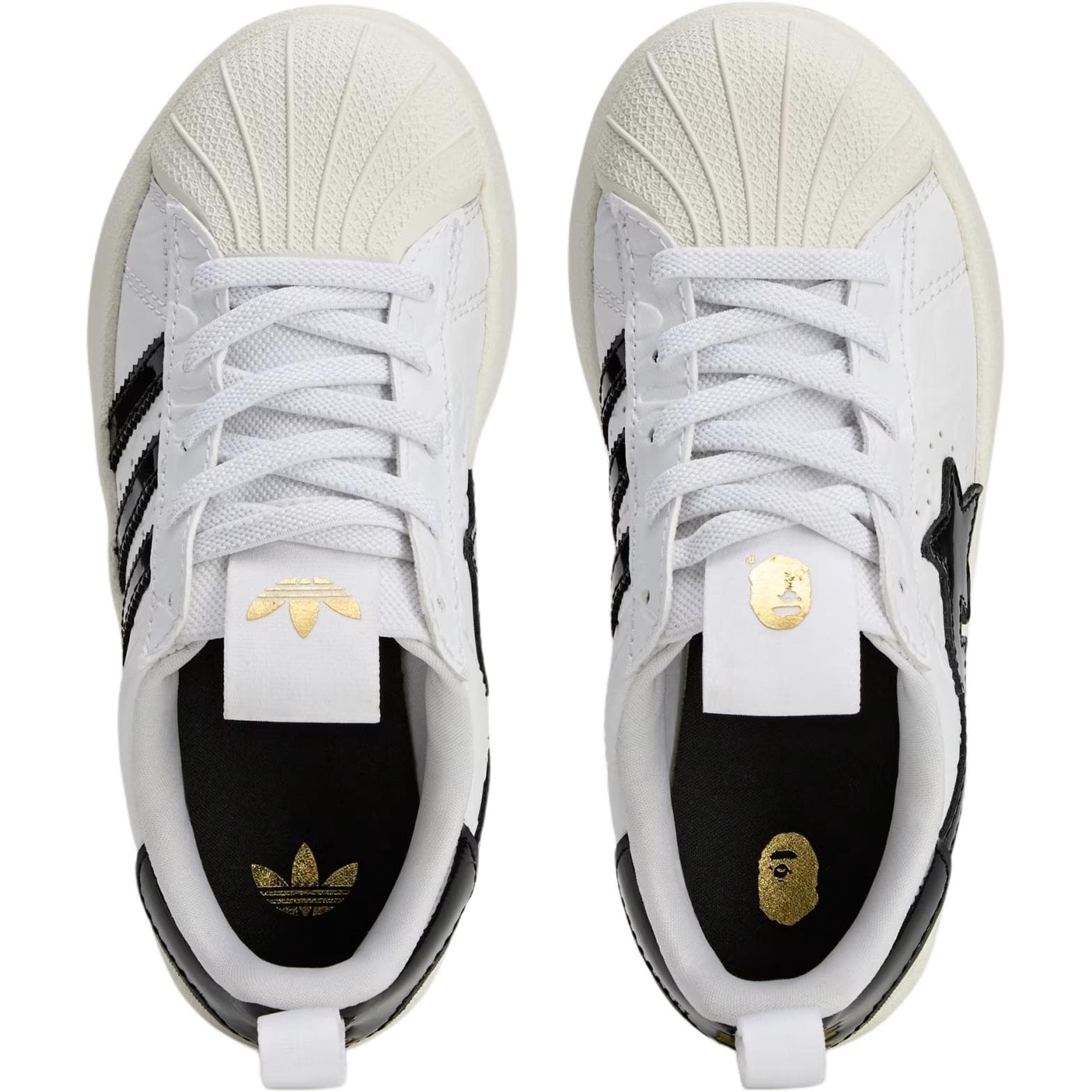 Кроссовки BAPE x Adidas Originals SUPERSTAR 360 Устойчивый к истиранию низкий верх для детских скейтбординга Белый для малышей - изображение 4