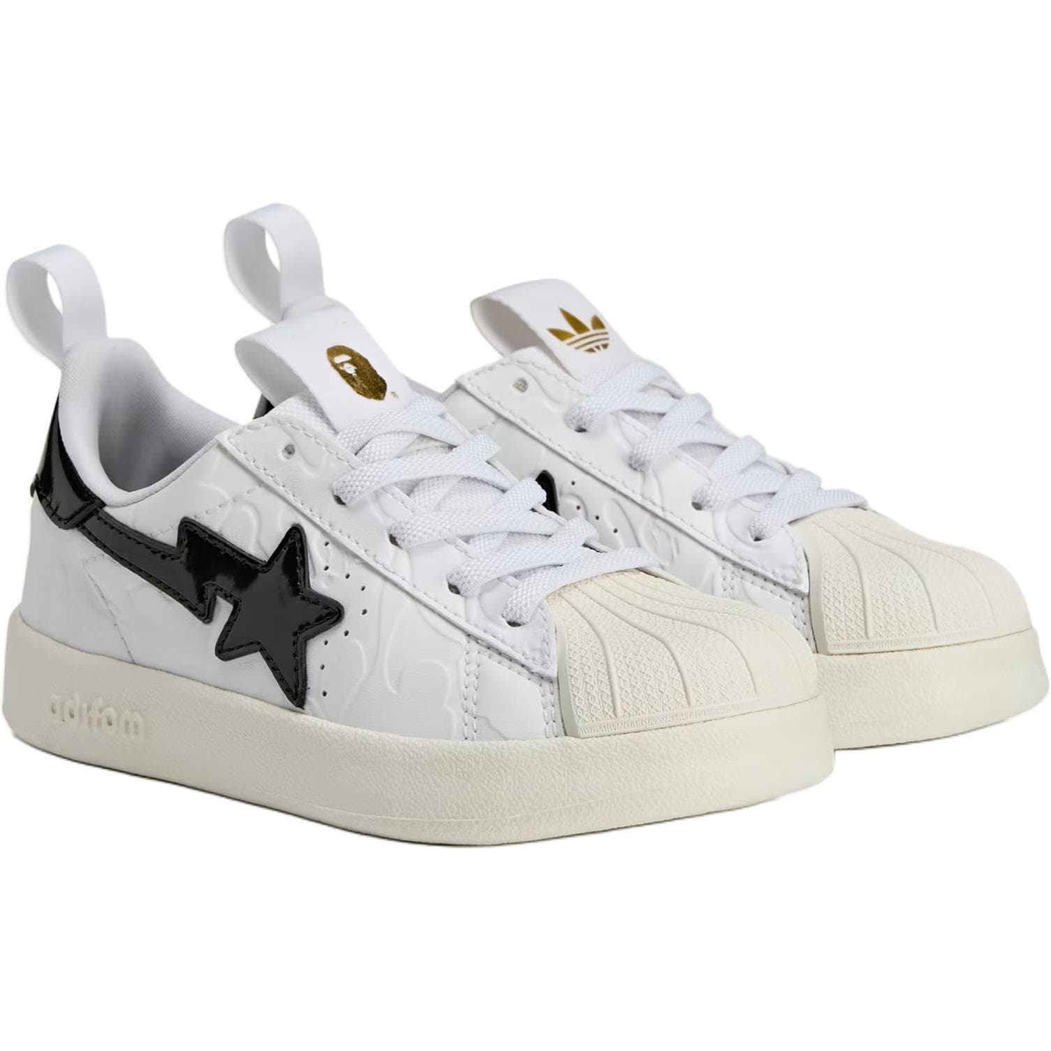 Кроссовки BAPE x Adidas Originals SUPERSTAR 360 Устойчивый к истиранию низкий верх для детских скейтбординга Белый для малышей - изображение 3