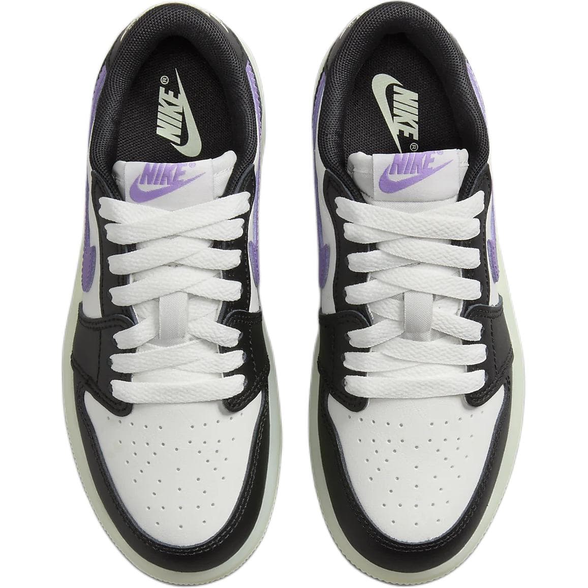 Кроссовки для баскетбола Jordan Air Jordan 1 Low Топ Children's Баскетбольные кроссовки Белый черный фиолетовый Детский - изображение 4