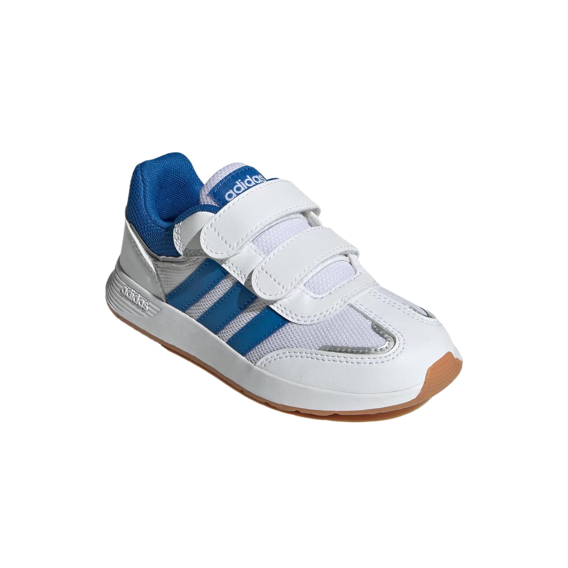 Кроссовки Adidas TENSAUR SWITCH Синтетическая кожа Низкие кеды Детские повседневные туфли Белый Синий Металлический Серебряный - изображение 4
